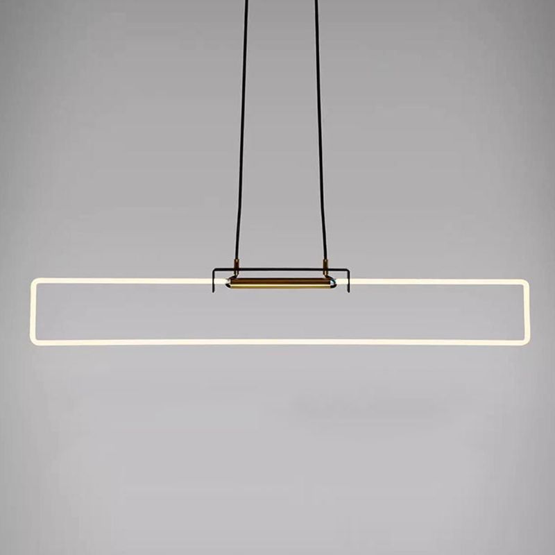 Modern Style Rectangle Pendant Light Metal One Light Pendant Light Fixture