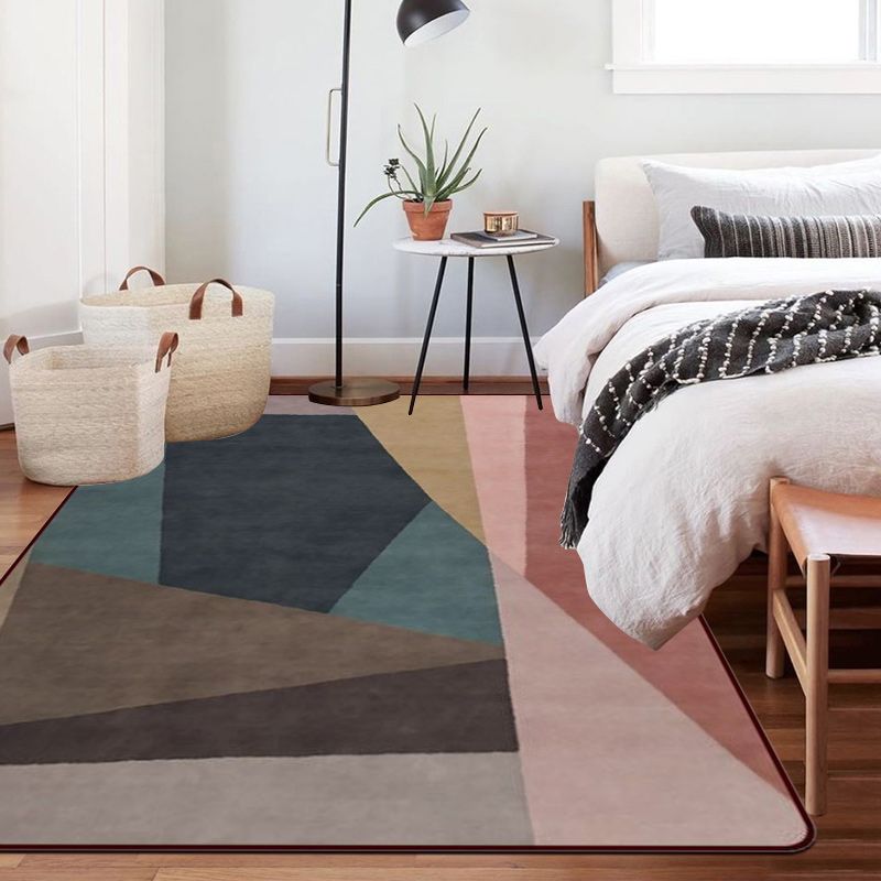 Modern Living Room Rug Colorful Color Block Irregular Shape Print Rug Polyester Anti-Slip Area Rug
