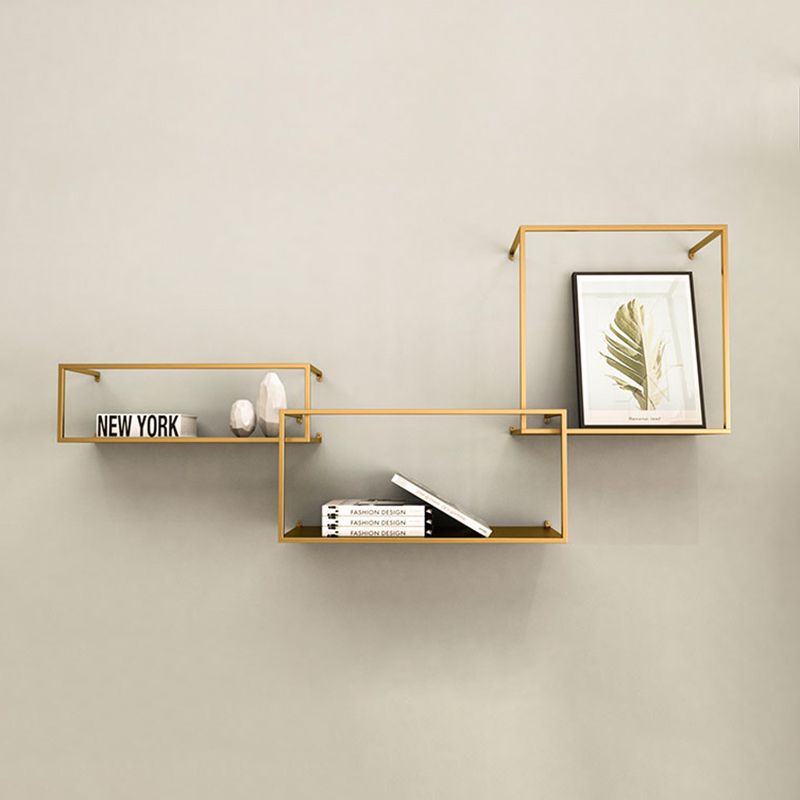 Gold/Black Wall Mounted Bookshelf Iron Modern Closed Back Shelf
