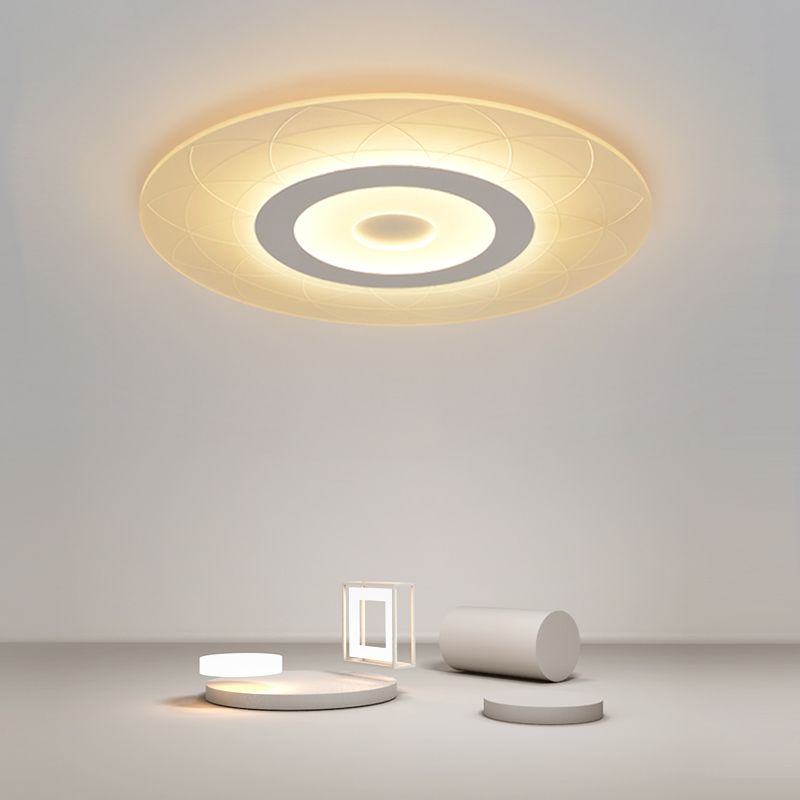 Witte ultradunne inbouwplafondlamp Minimalisme Acryl LED-inbouwlamp met bloemmotief