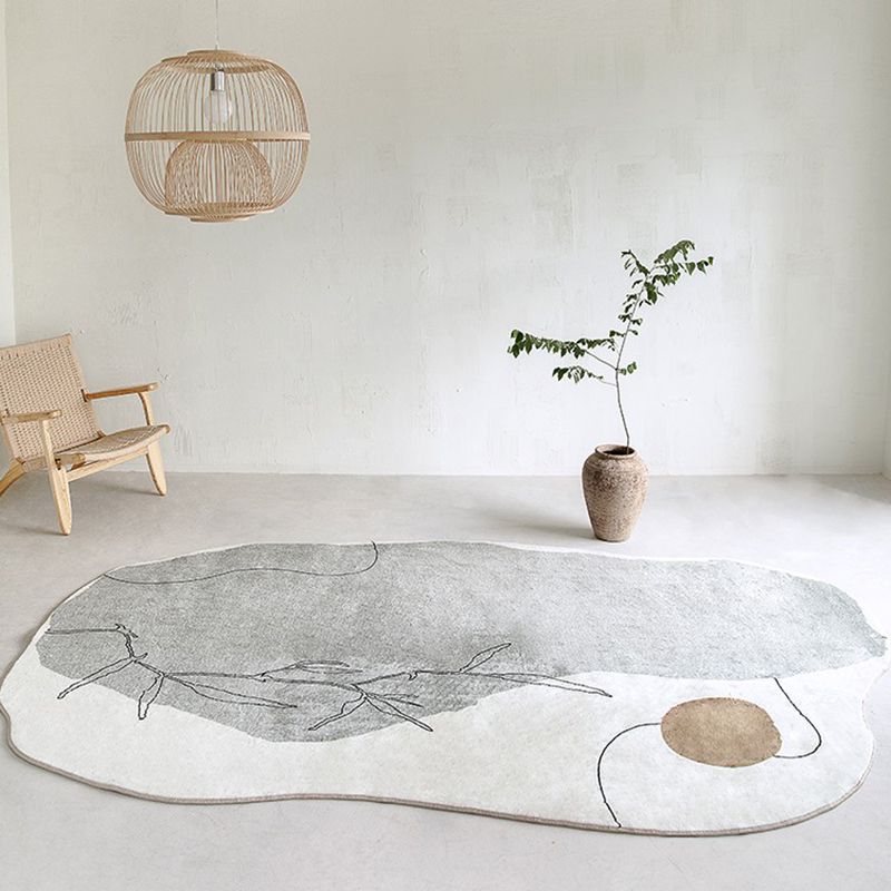 Rapis de motif abstrait blanc Rapier polyester tapis de support non glissant pour le salon