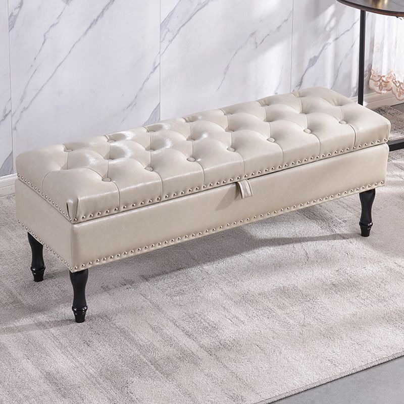 Rectangle Upholstered Bedroom Bench Modern Seating Bench with Wooden Base