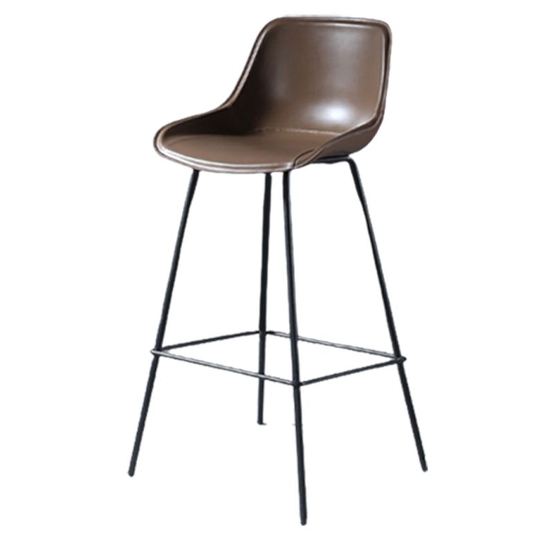 Contemporary Upholstered Low Back Bucket Bar Stools with Metal Base