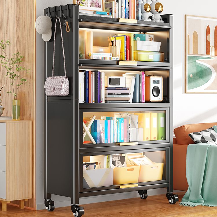 Metal Bookcase, 14.5" W, Geometric Multi Tiers Bookcase Shelves