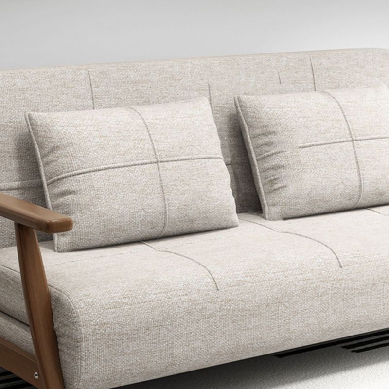 Convertible Cotton Blend and Faux Leather Modern Sofa Bed in Brown