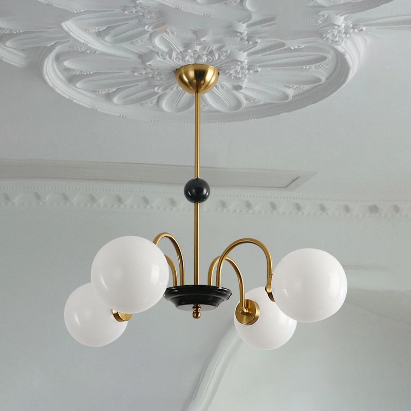 American Style Chandelier White Glass Pendant Lighting Fixtures for Dining Room