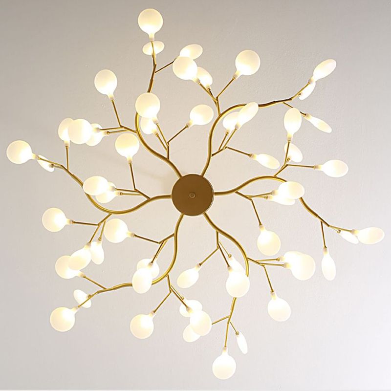 Multi Light Firefly Hanging Chandelier Modern Style Metal Hanging Lamp with Acrylic Shade
