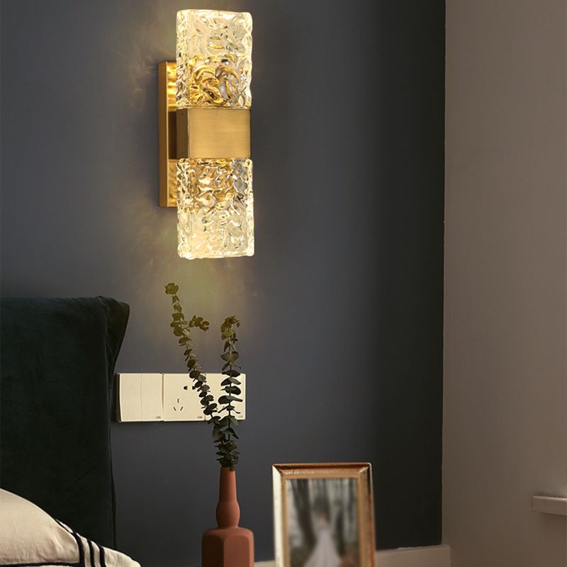 Contemporary Glass Shade Wall Sconce Lighting Rectangle Shade Wall Lamp for Bedroom