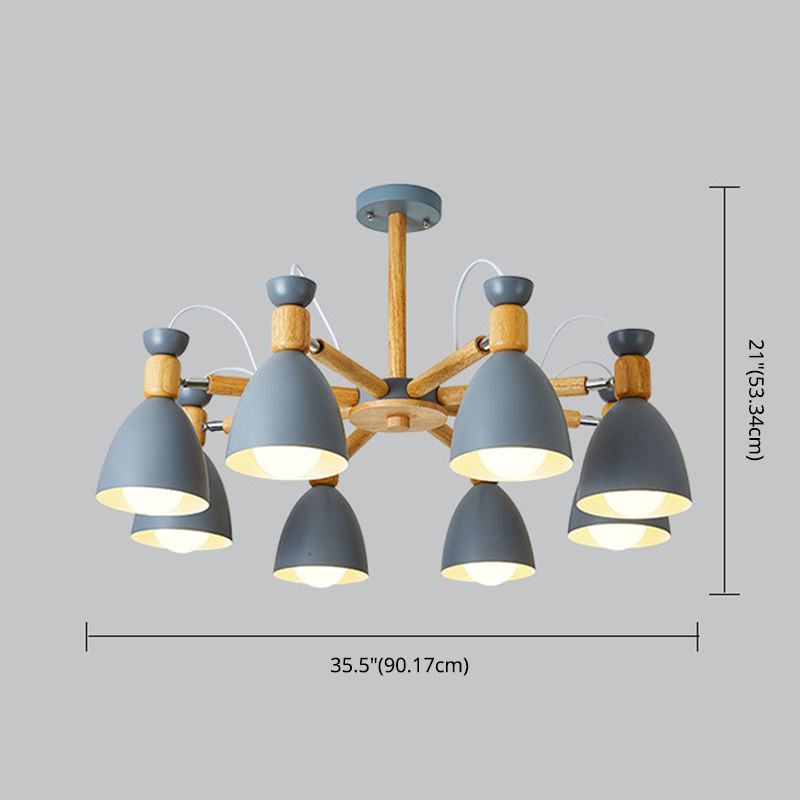 Schmiedeeisen -Sputnik -Pendellicht im modernen kreativen Stil hölzerne Makkaron -Hängelampe für Innenräume