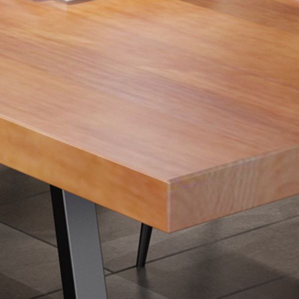 Metal Industrial Rectangle Dining Table Pine Wood Top Table for Kitchen