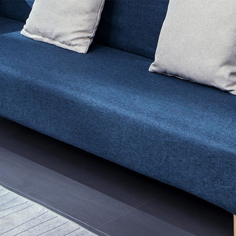 Cotton Blend Loose Back Square Arm Slipcovered Convertible Sofa Bed for Apartment
