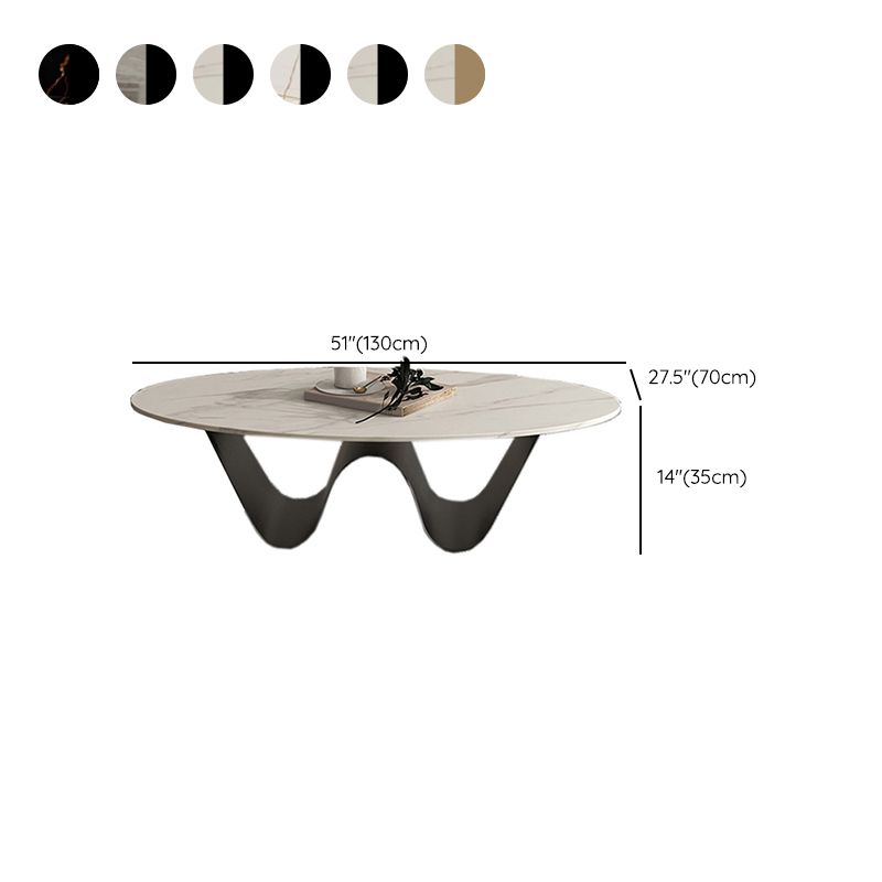 Slate Top Coffee Cocktail Table Abstract Oval Coffee or End Table