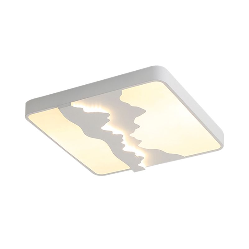 Quadratische Deckenleuchte aus Metall, modernes Grau/Weiß, 16"/19,5" breite LED-Einbauleuchte, warmes/weißes Licht