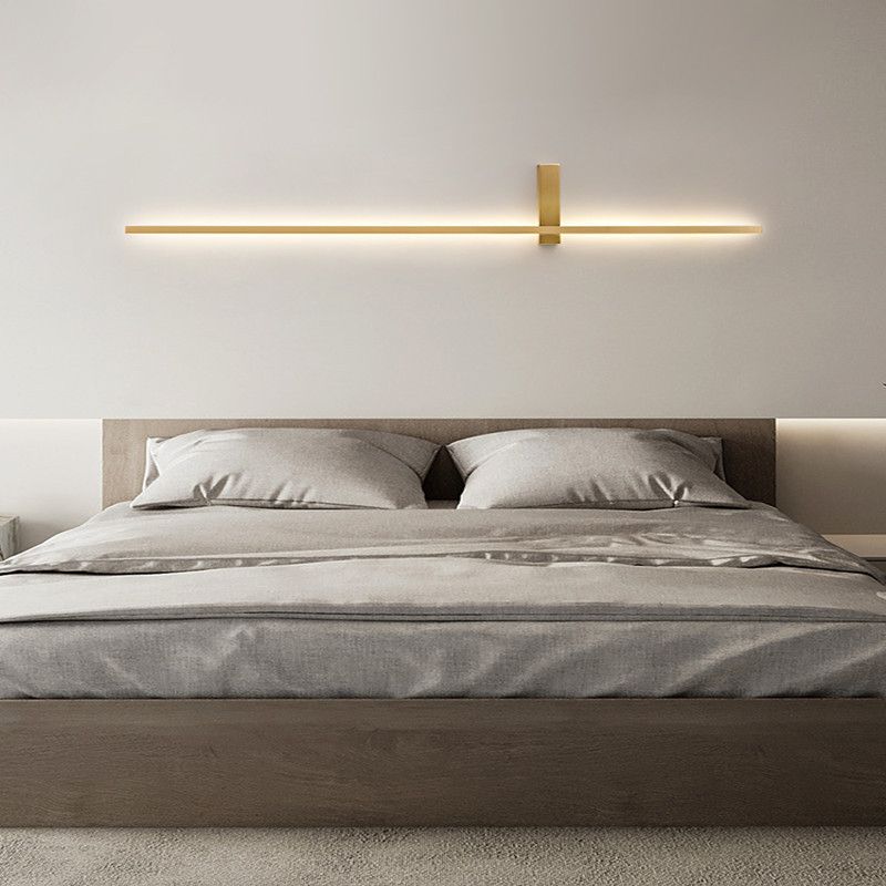 Brass Straight Wall Light Nordic Style 1 Light LED Wall Sconce for Living Room