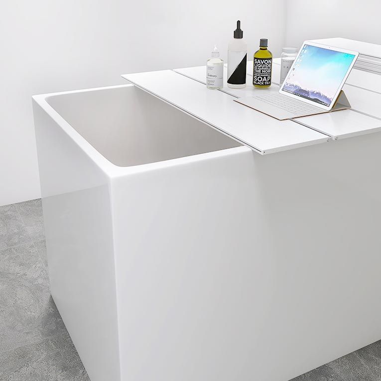 Modern Acrylic Alcove Bathtub 23.6" H Rectangular Bath Tub for Home