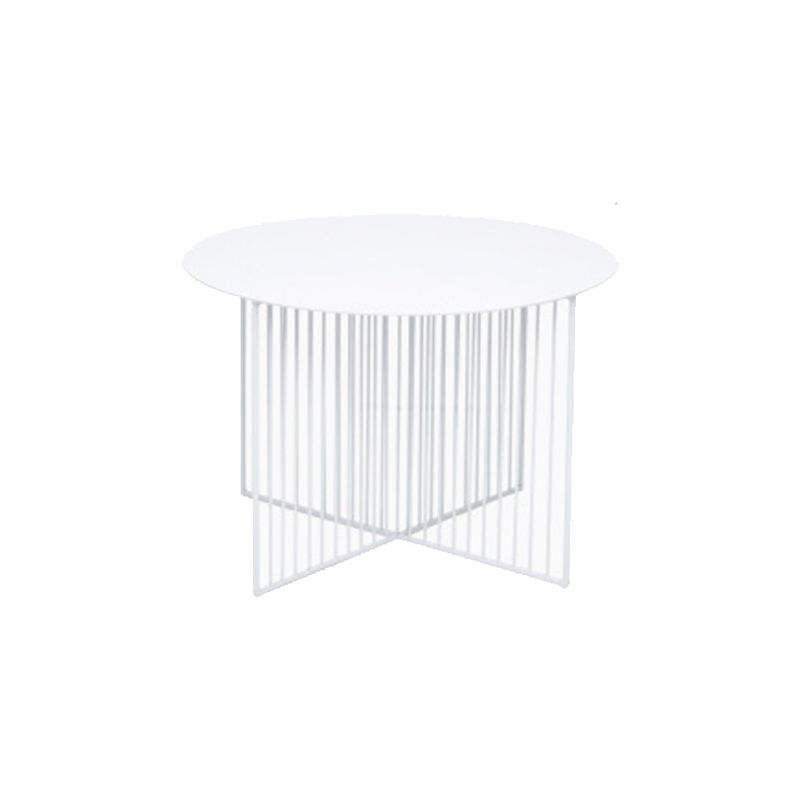 Mid-century Modern Iron Round Top Coffee Table Cross Legs Cocktail Table