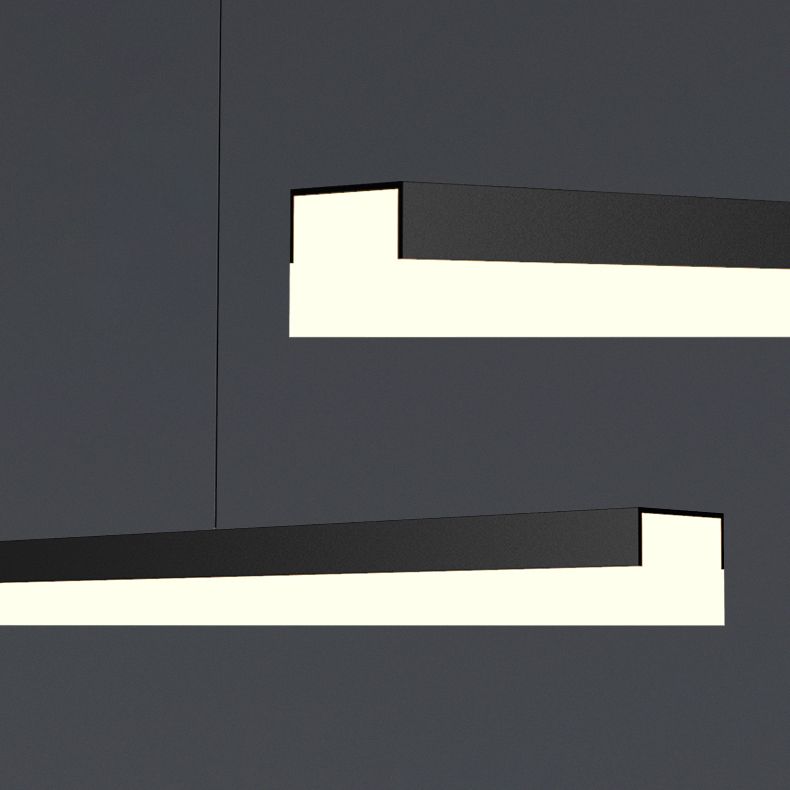 Linear Island Chandelier Modern Metal 1 Light Island Light in Black