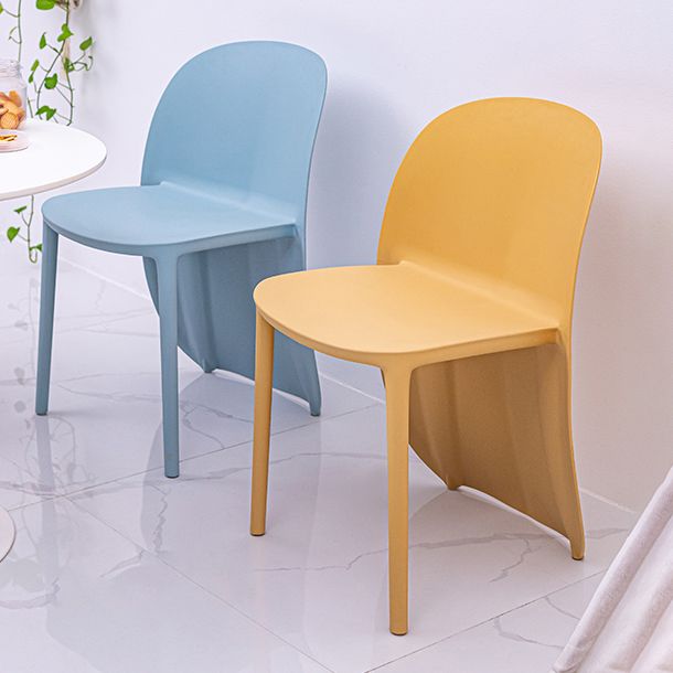 Silla de comedor de plástico de estilo nórdico, sillas laterales sin brazos para cocina (juego de 2)