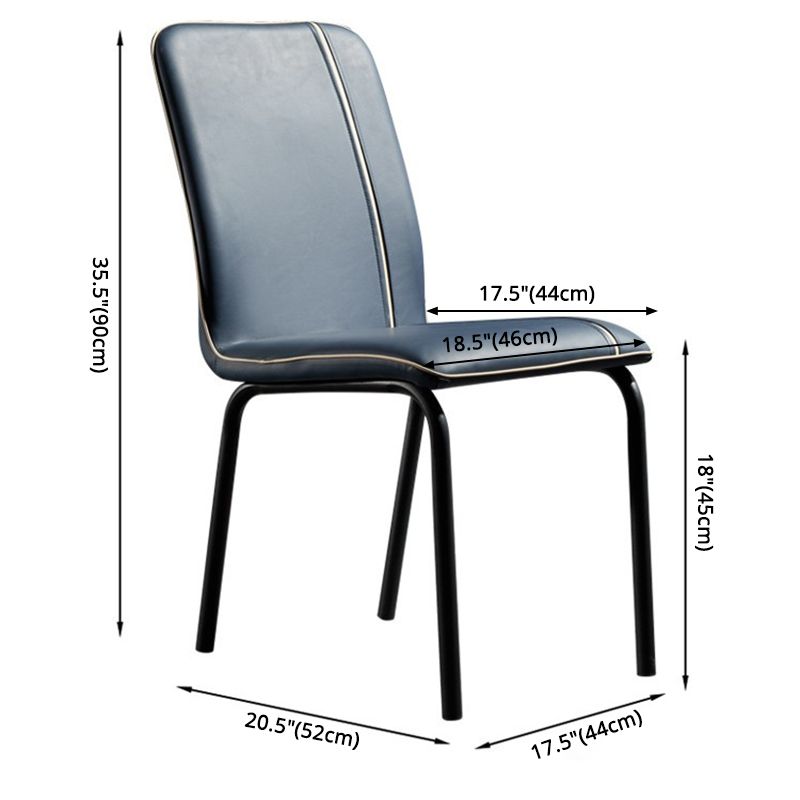 Silla de comedor de cuero de estilo moderno, silla sin brazos de cocina con patas de metal