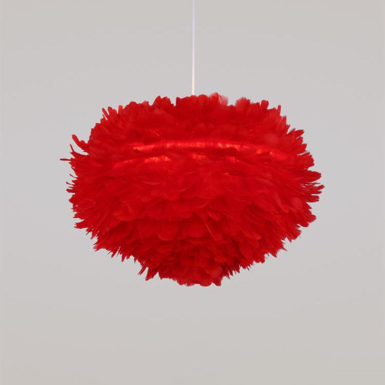 Art Deco Feather Pendant Lighting Modern Nordic Creative Globe Hanging Ceiling Light for Bedroom