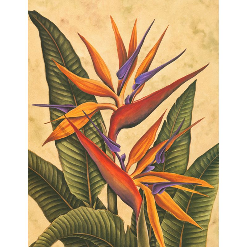 Giant Tropical Mural Decal in Yellow Flower Print Wall Art, Custom Size Available