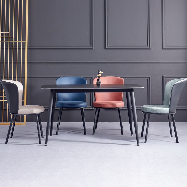 Silla de comedor contemporánea de metal, silla lateral sin brazos para comedor con respaldo lateral