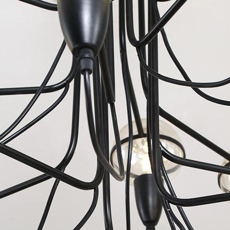 3 Lights Ceiling Lighting Traditional Globe Clear Glass Cluster Pendant in Black for Bedroom