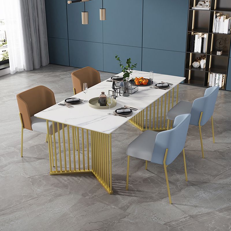Glam 1/5 Pieces Dining Set Rectangle Stone Dining Table for Dining Room