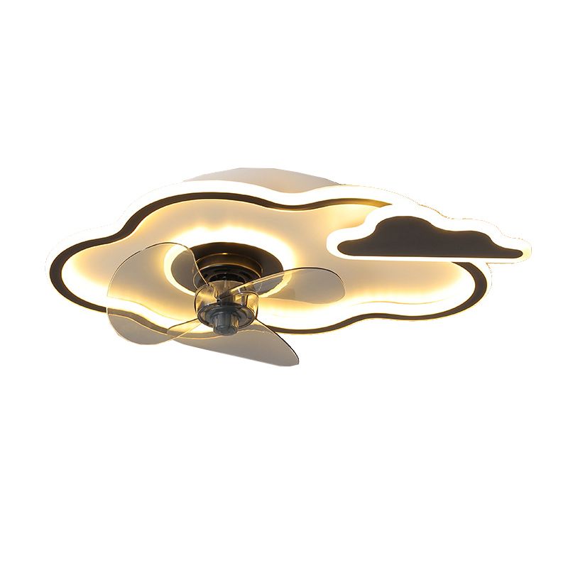 3-Blade Ceiling Fan Children Metallic Black/Golden Fan with Light for Foyer