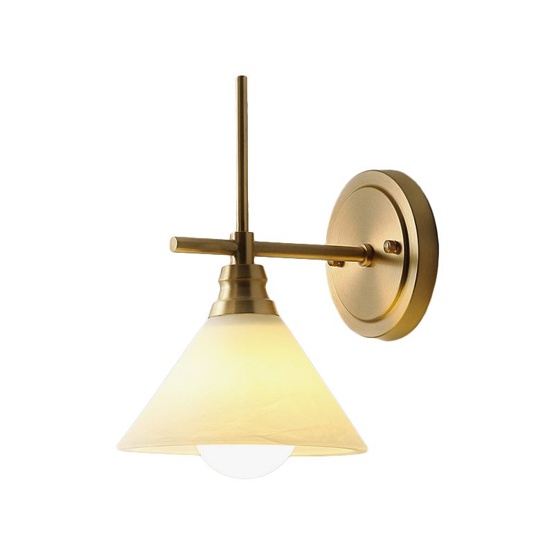 Crema Glass Glass Wall Sconce Lighting Vintage 1 Fun a parete da comodino Fun a parete in ottone