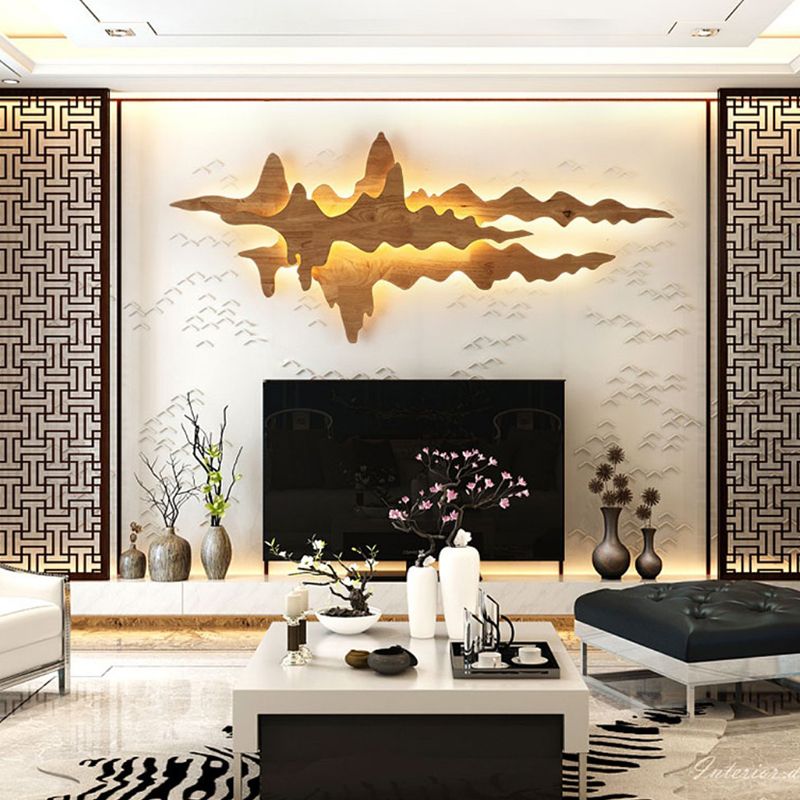 Modern Style Wall Mount Light 1-Light LED Wall Sconce Light with Wooden Shade for Bedroom