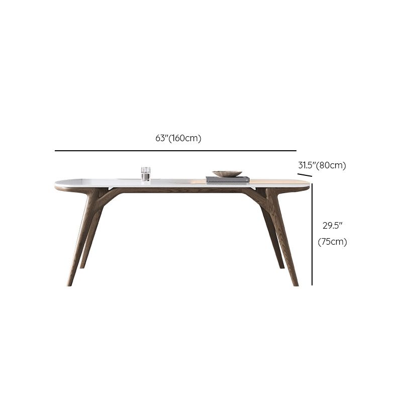 Contemporary Dining Table Stone and Wood Dinette Table for Dining Room