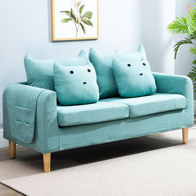 Velvet Square Arm Sofa Slipcovered Loose Back Loveseat with Storage