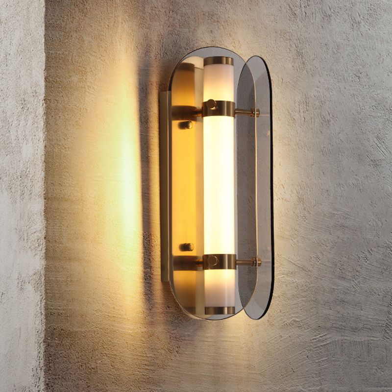Modern LED Wall Lamp 1-Light Wall Mount Lamp with Glass Shade for Bedroom
