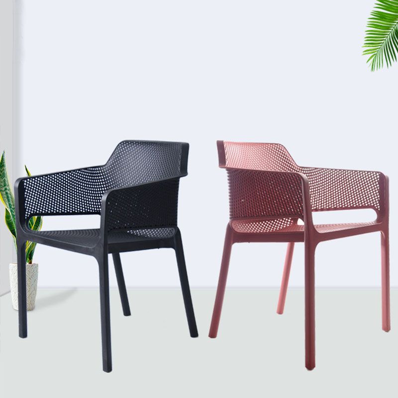 Contemporary Kitchen Dining Arm Chair Plastic Dining Armchair