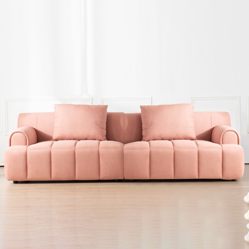 Recessed Arm Velvet Sectionals, Contemporary Sectional Set with Pillows