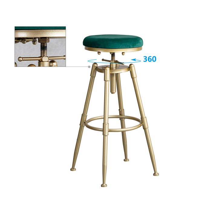Glam Style Upholstered Bar Stools for Home Armless Stools with Metal Base