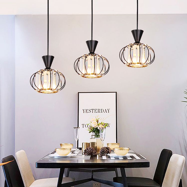 Lampe à suspension sphérique nordique lampe à manger en cristal Pendant Light en noir