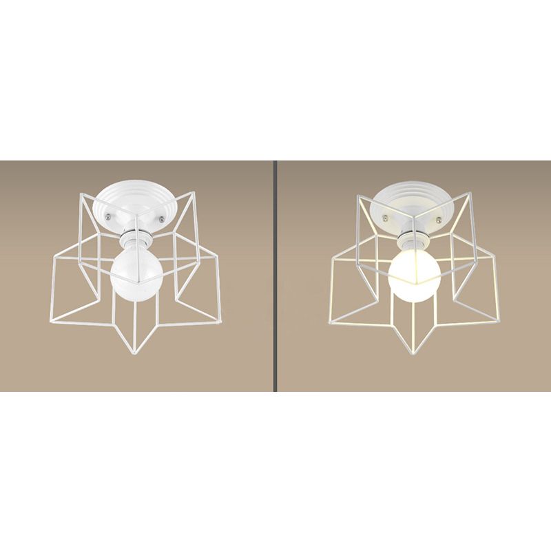 Wire Frame Ceiling Mount Light Living Room Contemporary Ceiling Fixture in White