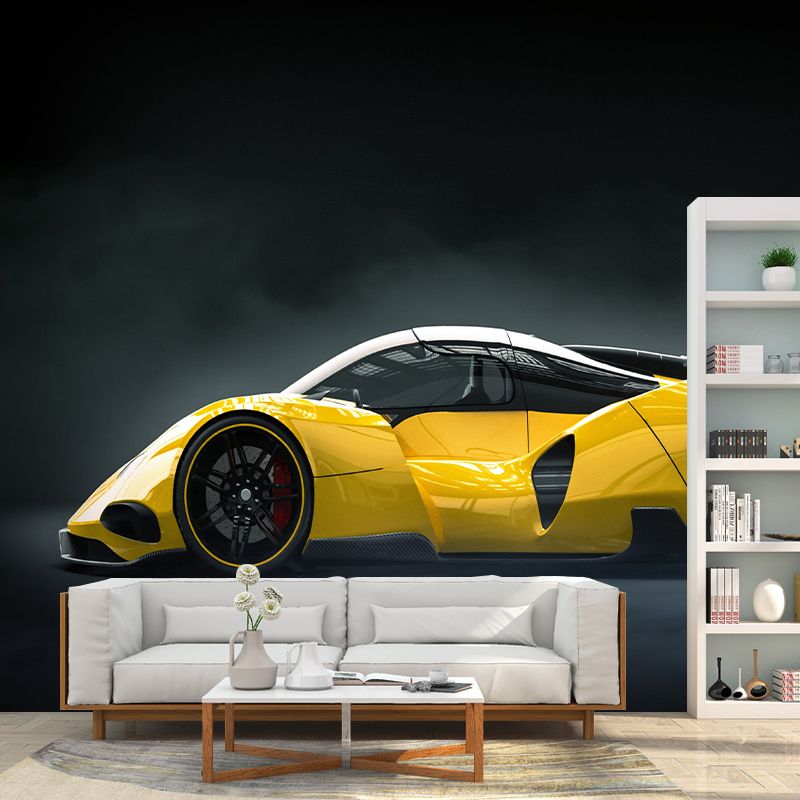 Car Illustration Wall Mural Moisture Resistant Wall Decor for Boys Bedroom