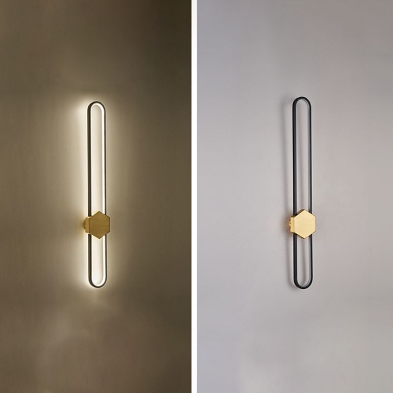 Metal Oval Shape Wall Light Modern Style 1 Light Wall Mount Fixture