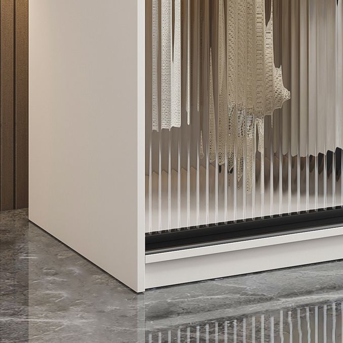 Modern Style Wardrobe White Colour Glass Wardrobe Closet With Drawer