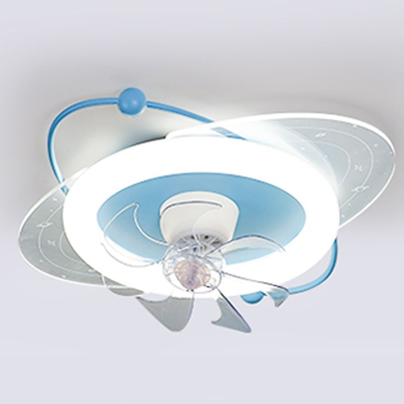 7-Blade Ceiling Fan Children Metallic Pink/Blue Fan with Light for Room