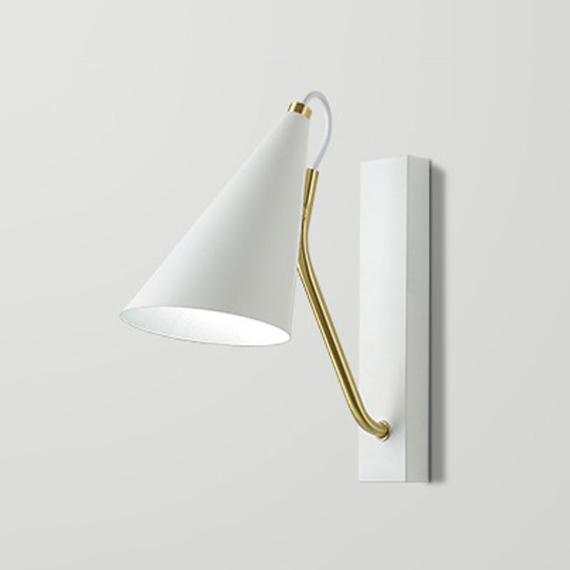 Single Contemporary Black/White Wall Mounted Sconce Metallic Shaded Wall Light