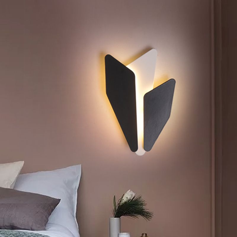 Splicing Bedside Wall Light Sconce Metal LED Contemporary Wall Mount Lamp Fixture in Black, Warm/White Light
