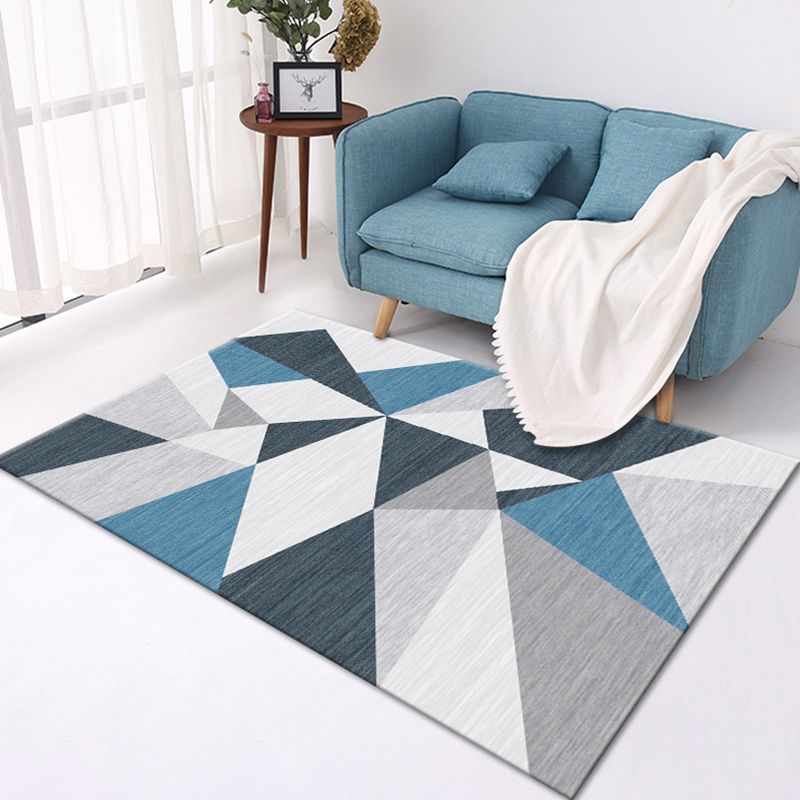 Trendy Geometric Pattern Area Rug Distinctive Contemporary Rug Polyester Friendly Washable Carpet for Living Room