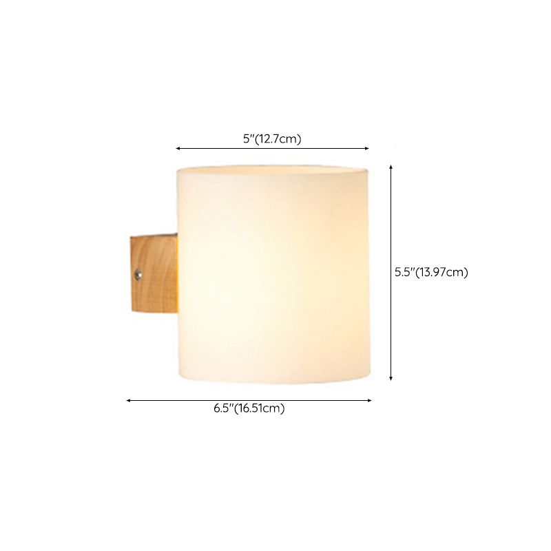 Modern Style Cylinder Shape Wall Lamp Wood Sconces Light for Bedroom