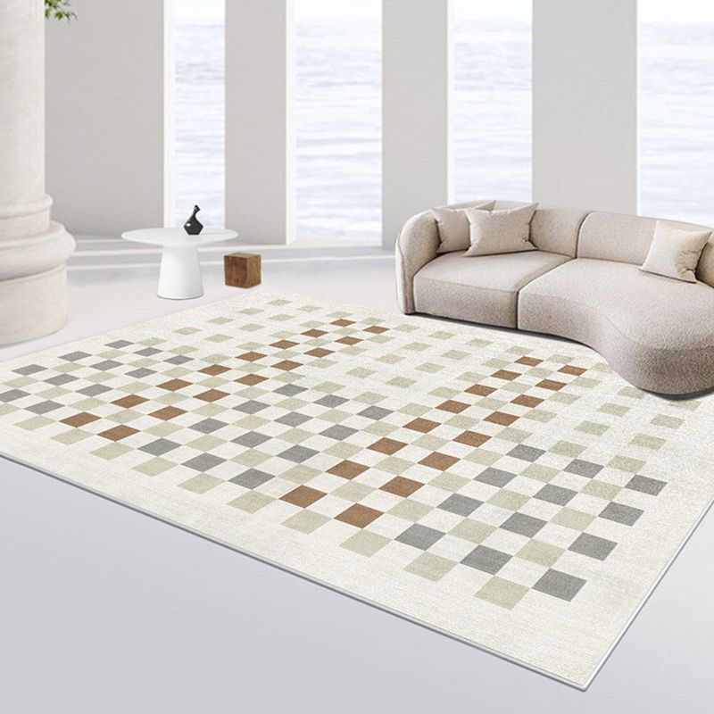 Modern Green Rug Polyester Circle Rug Stain Resistant Indoor Rug for Drawing Room