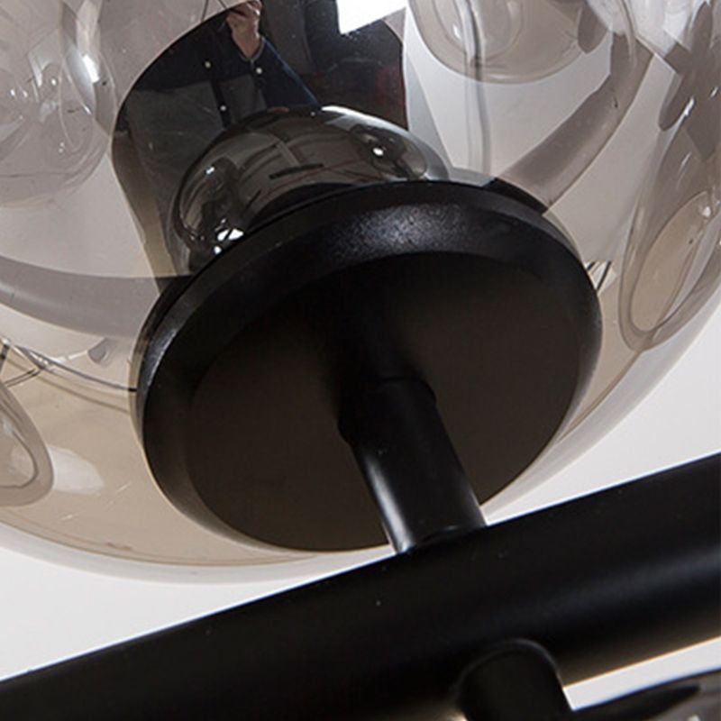 Moderne metalen eiland verlichtingsarmaturen 8-head restaurant Hangende lampen met Globe Glass Shade