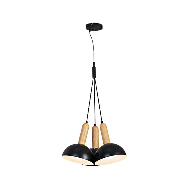 Candelier colgante de metal Dormido Industrial de comedor de 3 luces Luz colgante con madera